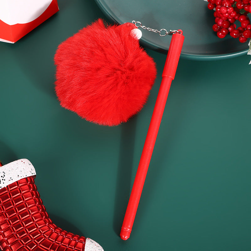 Wholesale Cartoon Christmas Santa Claus Christmas Tree Fur Ball Ballpoint Pen