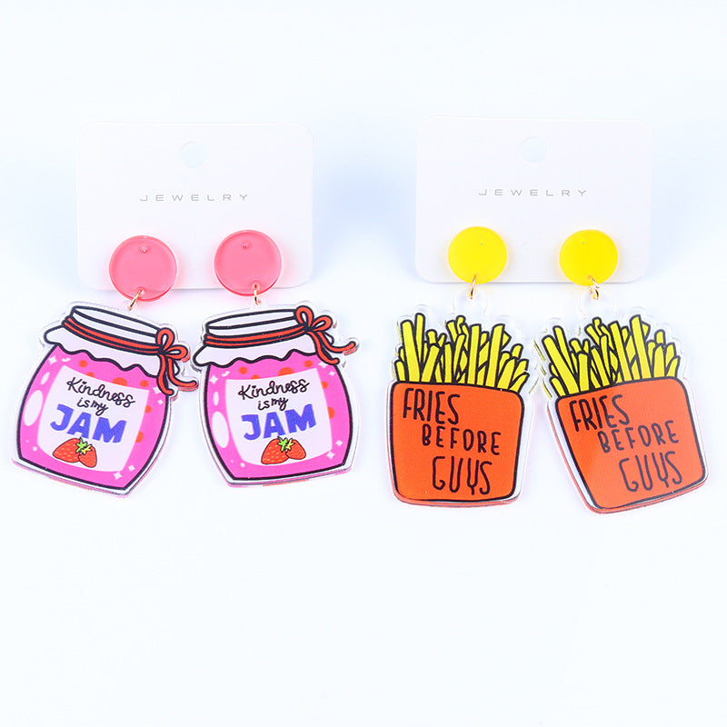 Wholesale Chips Drinks Acrylic Earrings