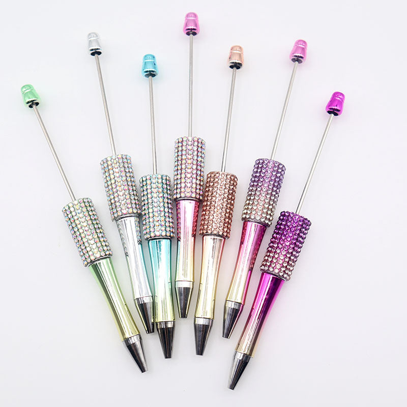 Wholesale Beadable Pens  AB Color Diamond Gradient UV Plating Pen Colorful Rhinestone Beaded Pen