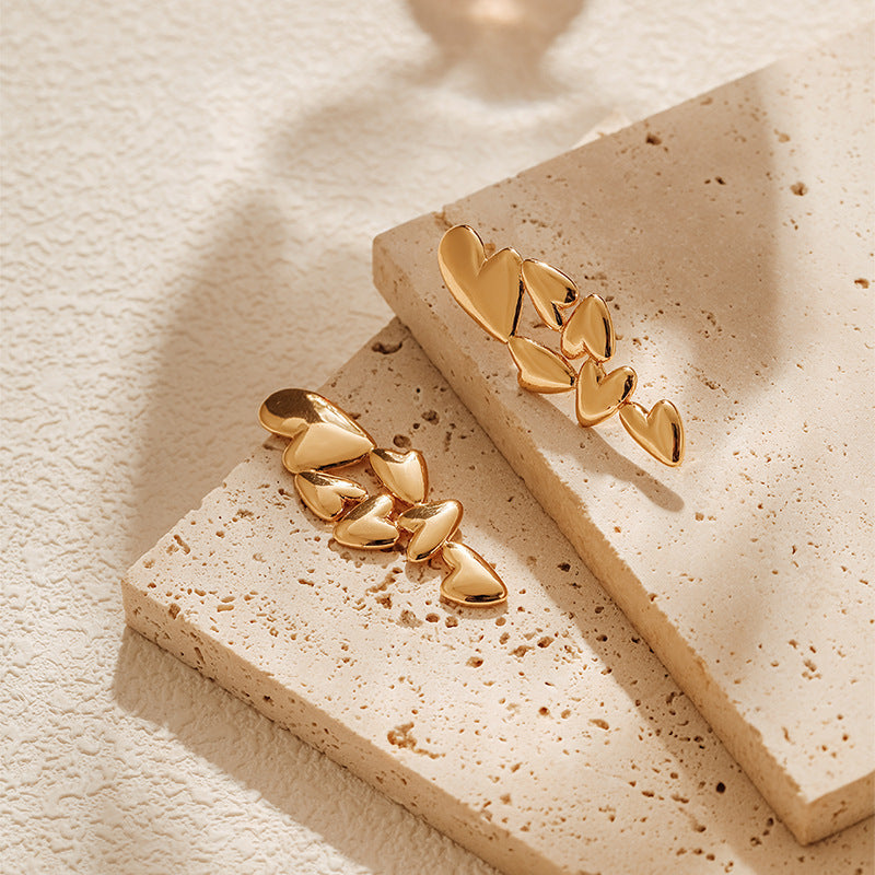 Wholesale Heart Irregular Copper Plated 18K Real Gold Earrings