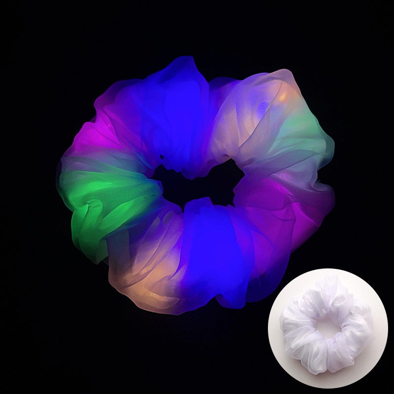 Wholesale Led Luminous Large Intestine Hair Ring DIY Night Light Flower Shiny Fat Intestine Head Rope Nightclub Rubber Band Hair Accessories