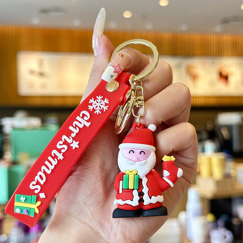 Wholesale Cartoon Santa Claus Soft Glue Cute Elk Keychain