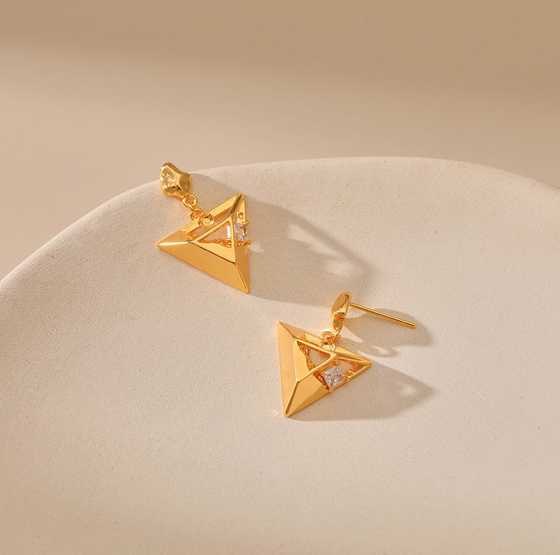 Wholesale Geometric Triangle Design Gold Plated Earrings