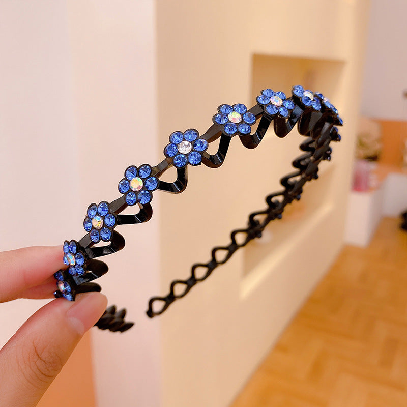 Wholesale Simple Rhinestone Plum Blossom Wave Non-slip Toothed Headband