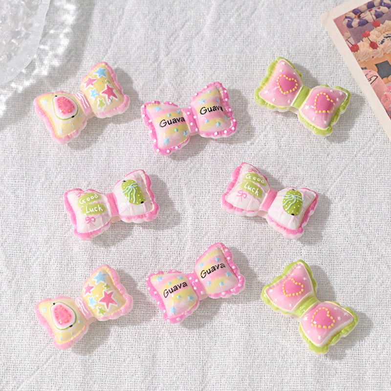 Wholesale 10pcs Sweet Bow Print Beads