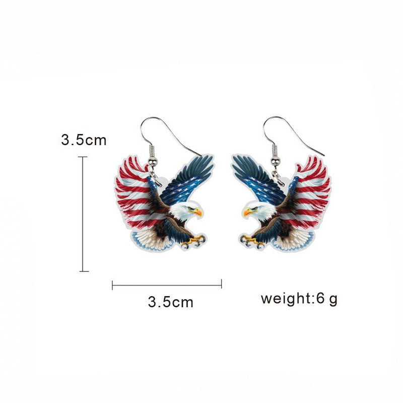 Wholesale Flag Butterfly Cow Finger Smiley Eagle Love Heart American Independence Day Earrings