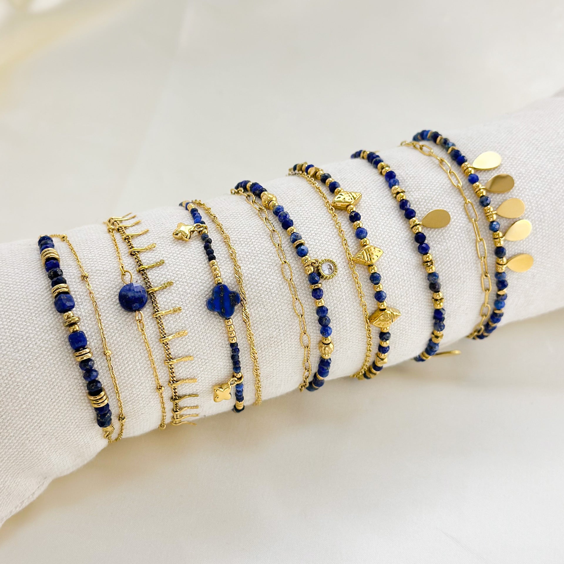 Wholesale Lapis Lazuleus Bracelet Design  Titanium Steel Bracelets Gold Plated Hand Jewelry