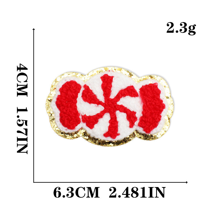 Wholesale Christmas Snowman Embroidered Chenille Sew On Patches Gold Trim For Clothing DIY Craft Supply