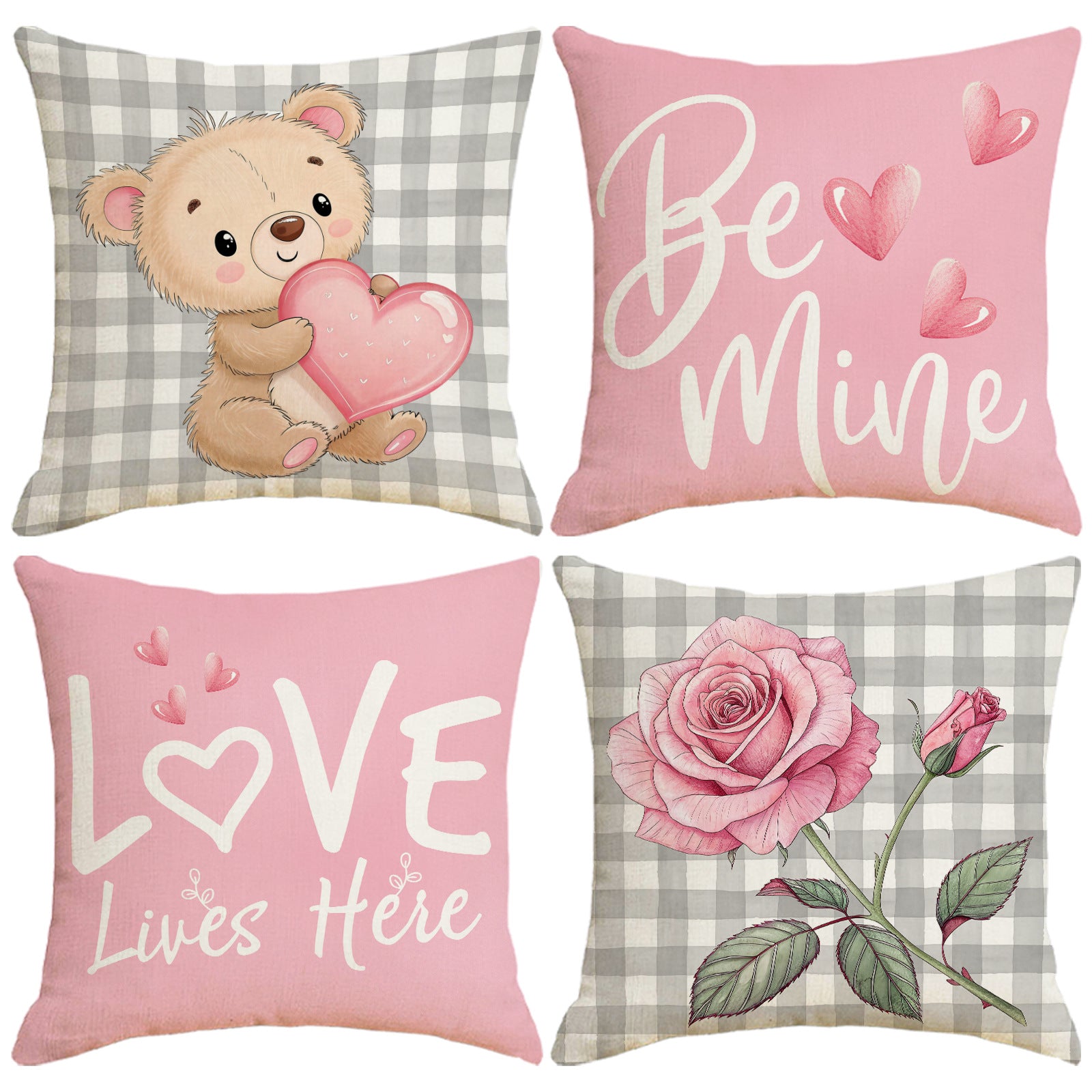 Wholesale Valentine' s Day Set Pillowcase Red  Heart  Lmitation Linen Pillowcase