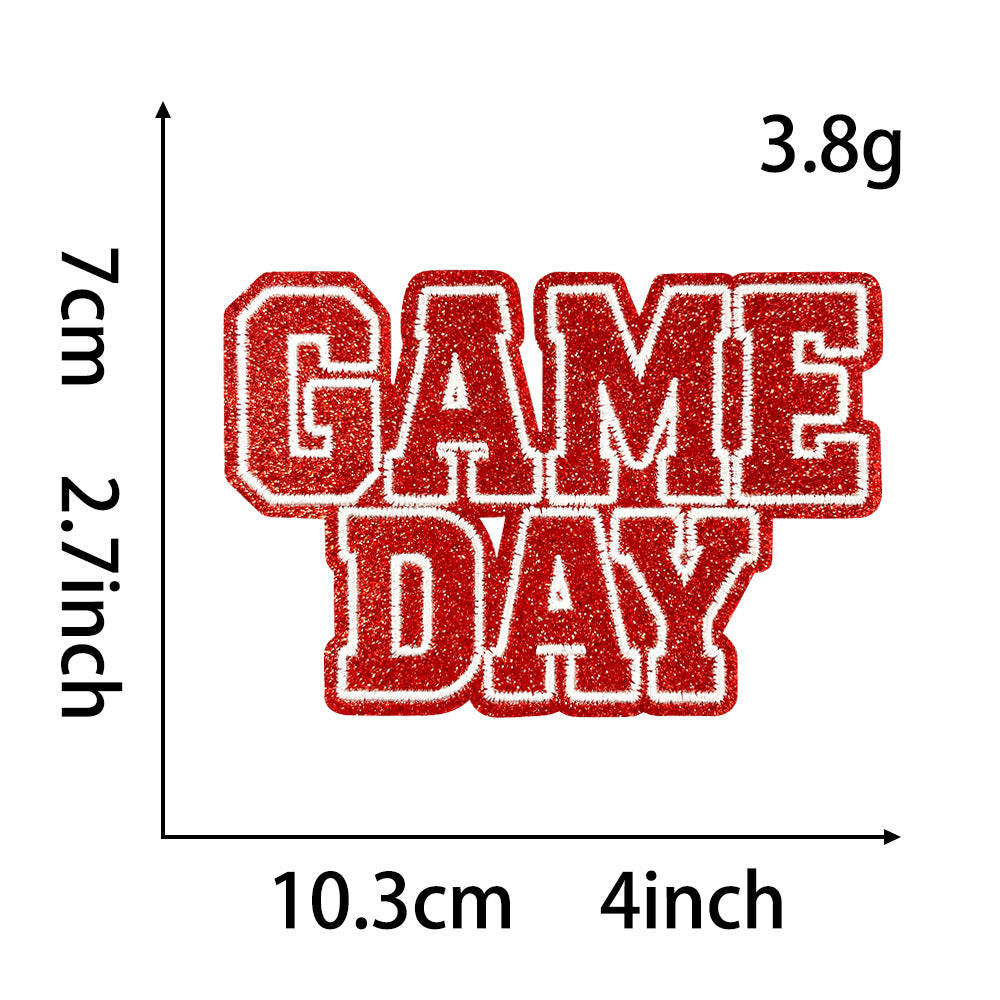 Wholesale Gameday Football Glitter DIY Iron On Embroidered Patch Chic Fashion Accessory For ets Boutique Resale Gift