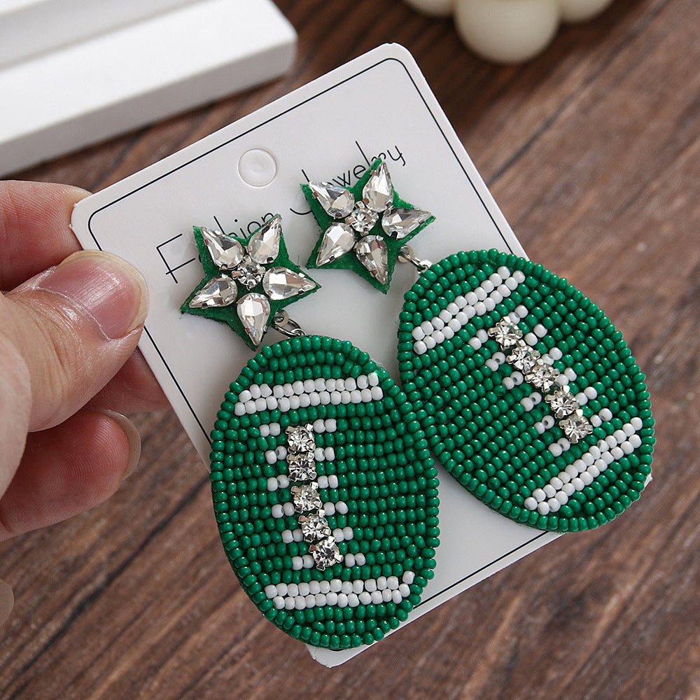 Wholesale New Game Day Sports Series Earrings Hand-woven Football Football Beaded Earrings