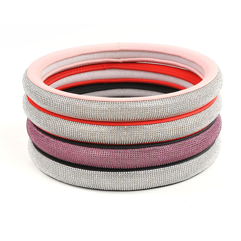 Wholesale Hot Diamond Inlaid Diamond Water Diamond Leather Steering Wheel Covers