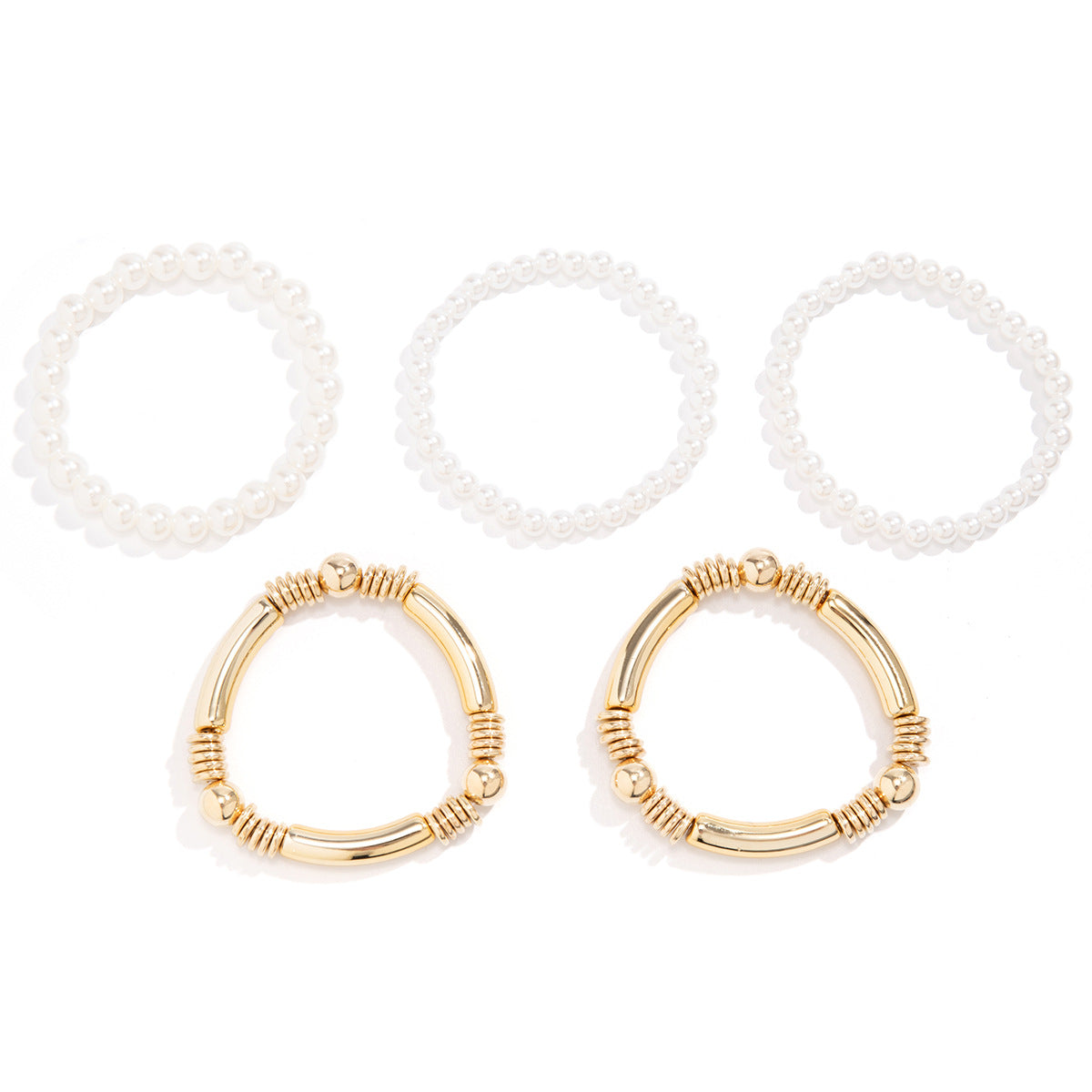 Wholesale Multi-layer Bead Stacked Metal Bracelet Set