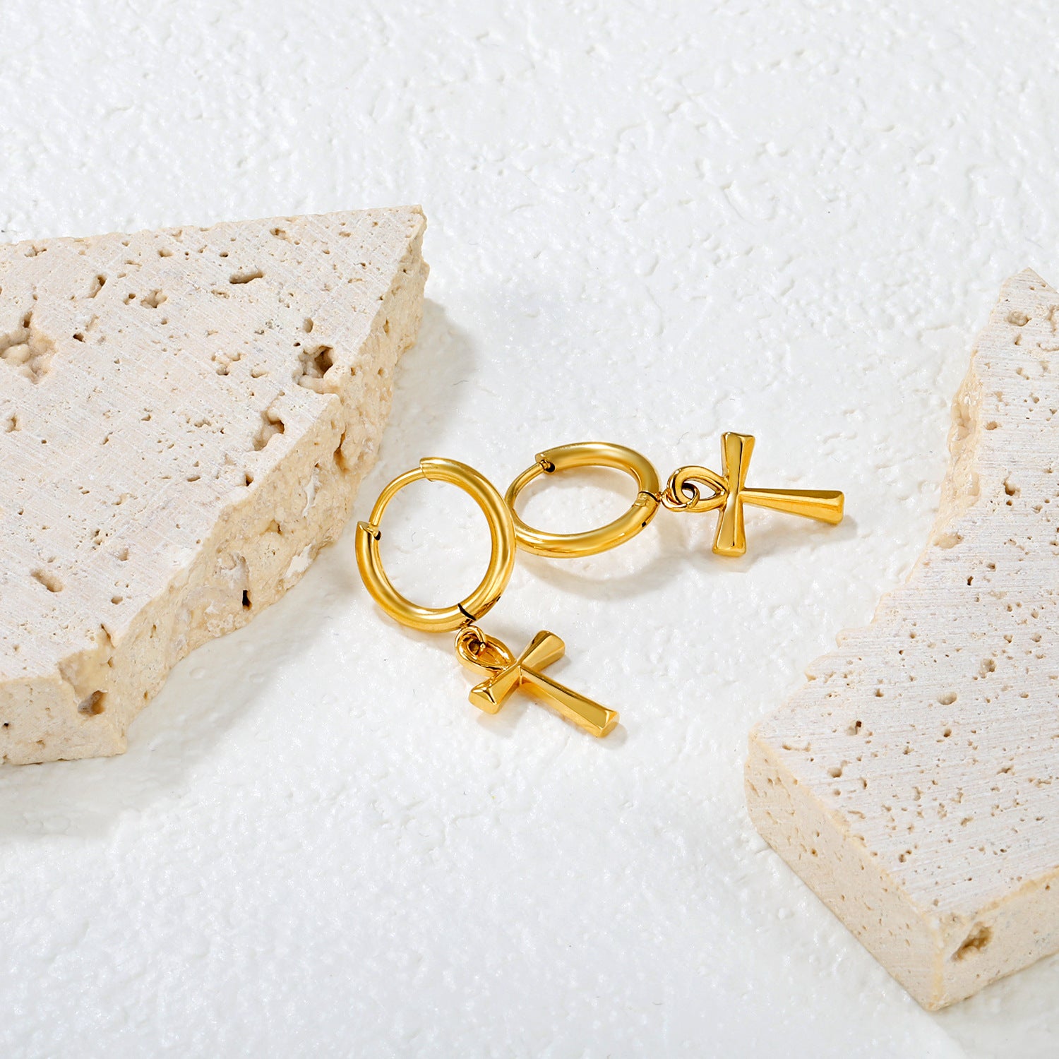 Wholesale 18k gold-colored stainless steel spiral hoop earrings