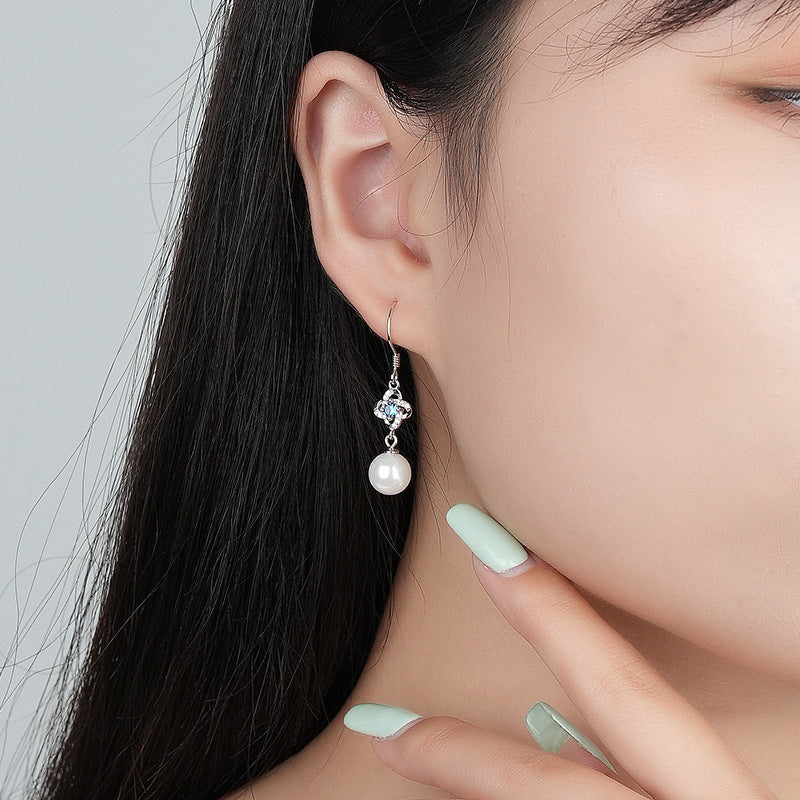 Wholesale S999 sterling silver four-leaf clover earrings