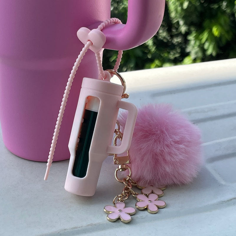 Wholesale Lipstick case silicone protective case bow lipstick bag keychain