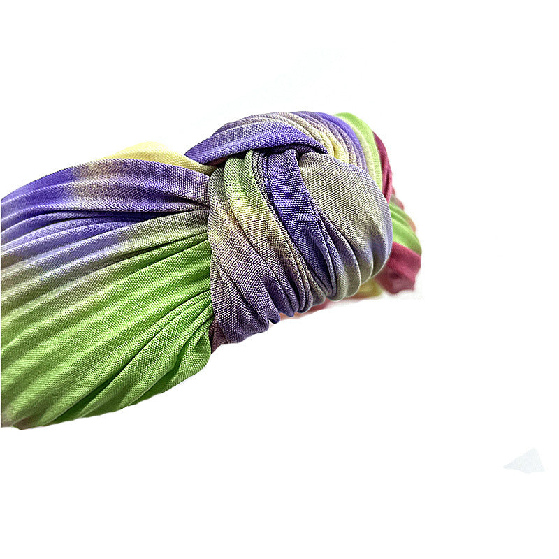 Wholesale Fresh and Sweet Tie-dye Gradient Rainbow Stripe Headband Hair Accessories Headdress