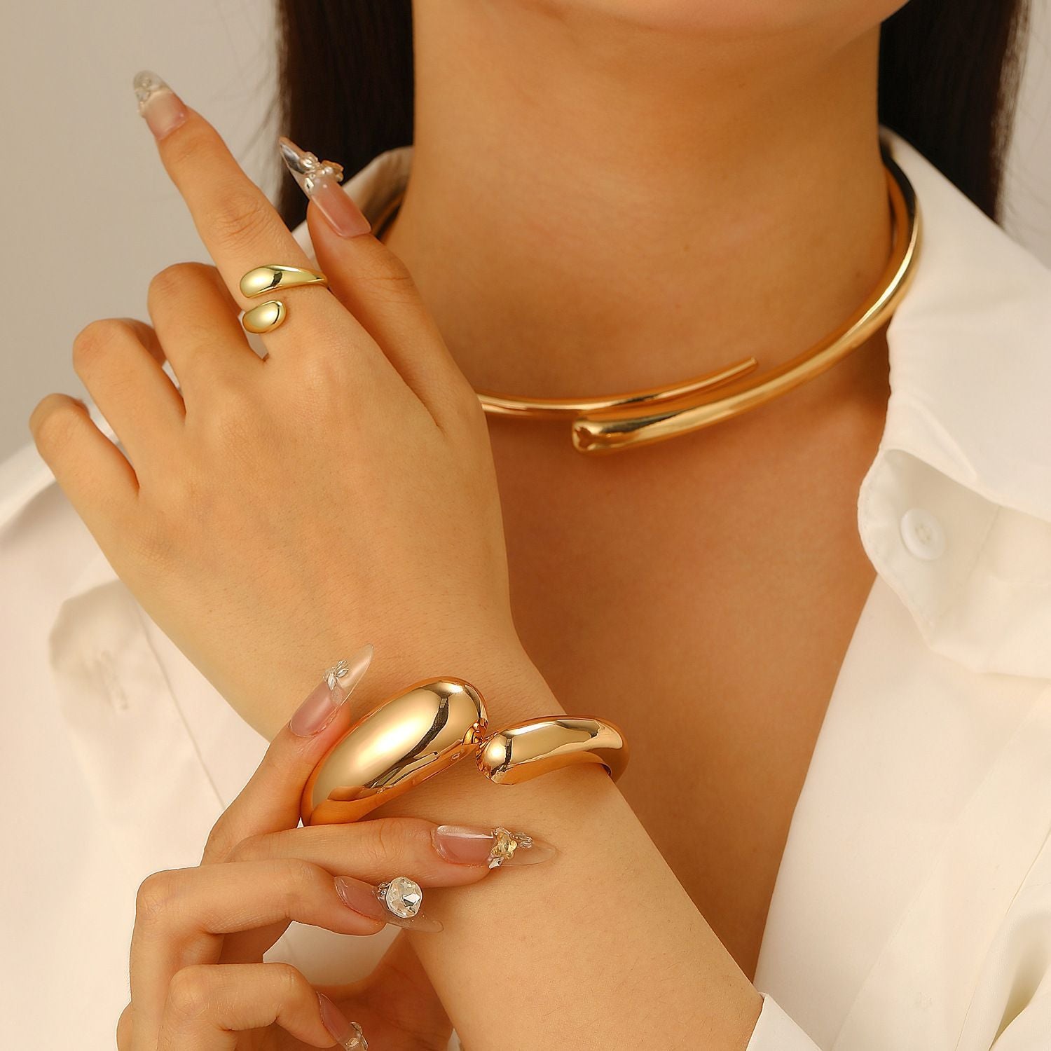 Wholesale Punk style alloy water drop pendant necklace