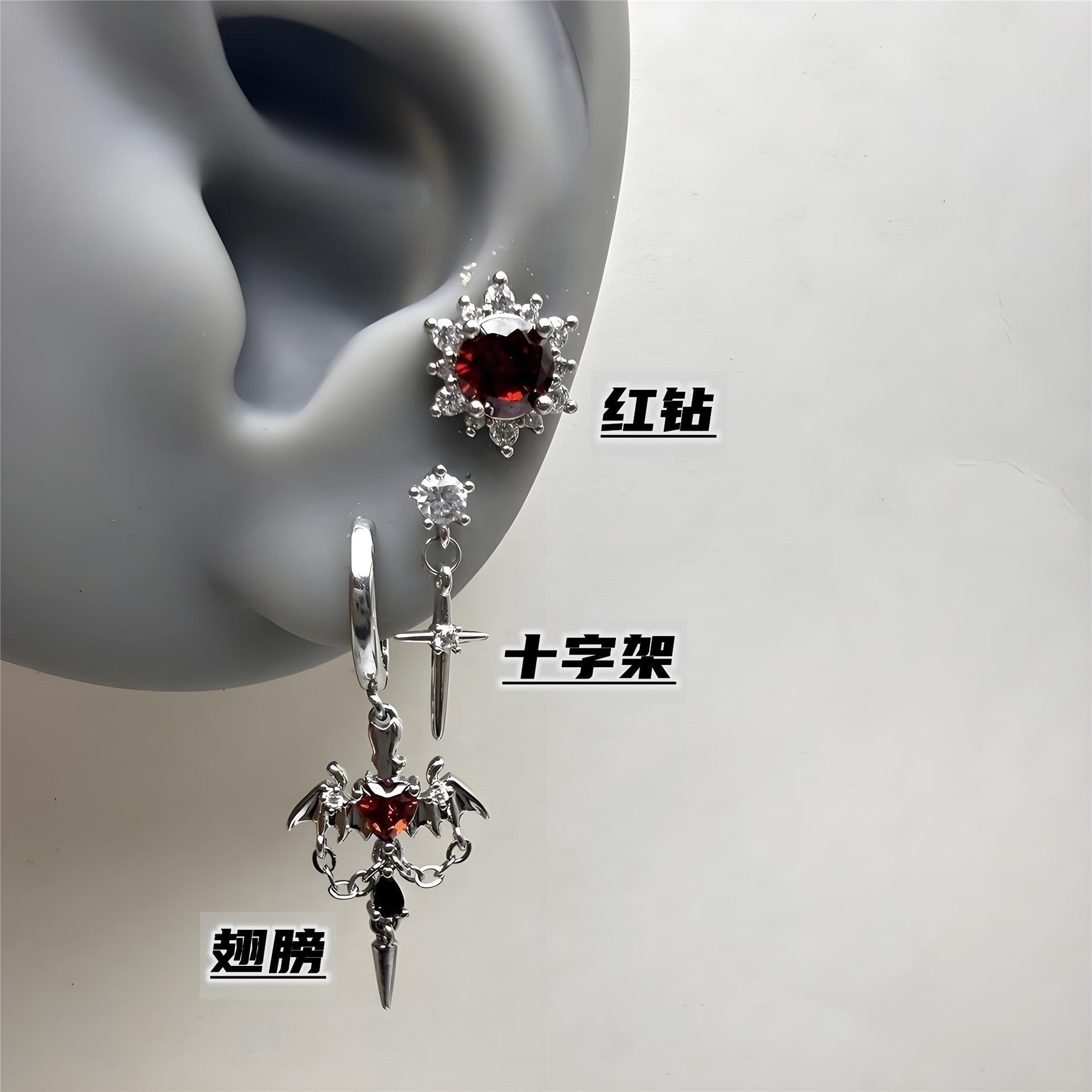 Wholesale Gothic Bat Devil Wing Ear Cuff Earrings Zinc Alloy Electroplated Dark Punk Jewelry Trendy Party Gift Boutique Resale