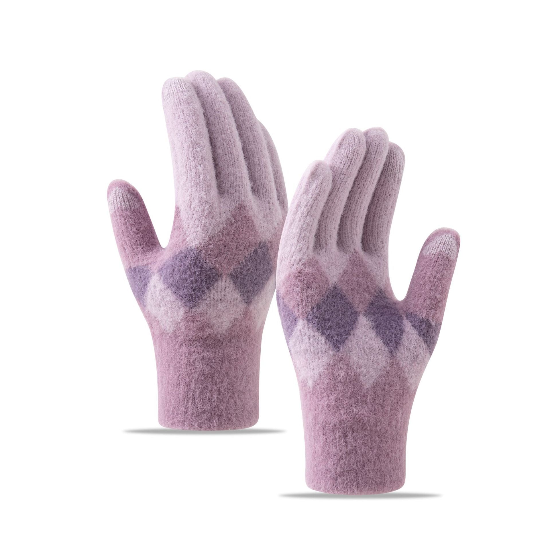 Wholesale Imitation Mink Rhombus Knitted Plush Cold-proof and Warm Touch Screen Gloves
