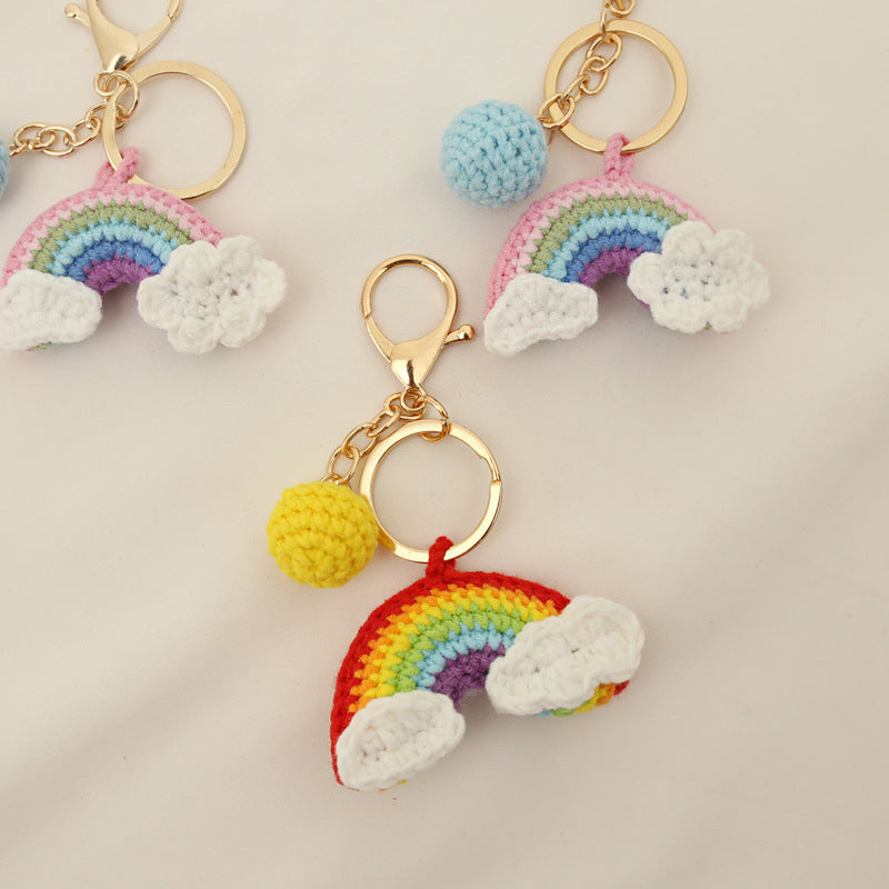 Wholesale Rainbow Wool Knitted Keychain