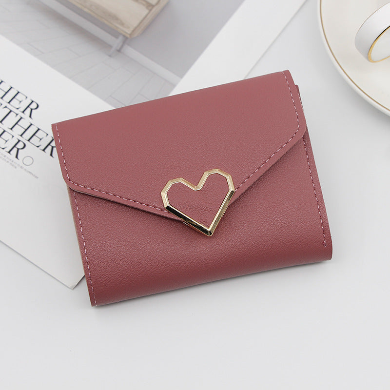 Wholesale Leather Women's Short Heart-shaped Wallet