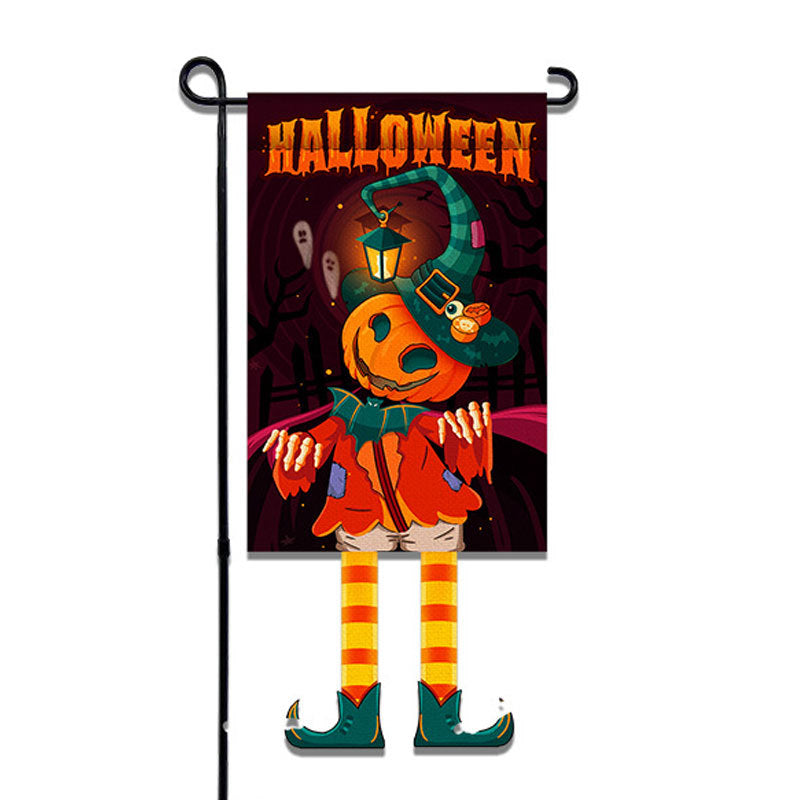 Halloween ornament pumpkin Rudolph clown double-sided print linen flag