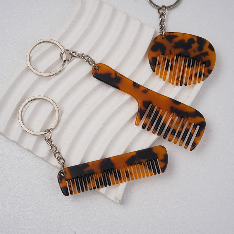 Wholesale Leopard print vinegar comb pendant keychain