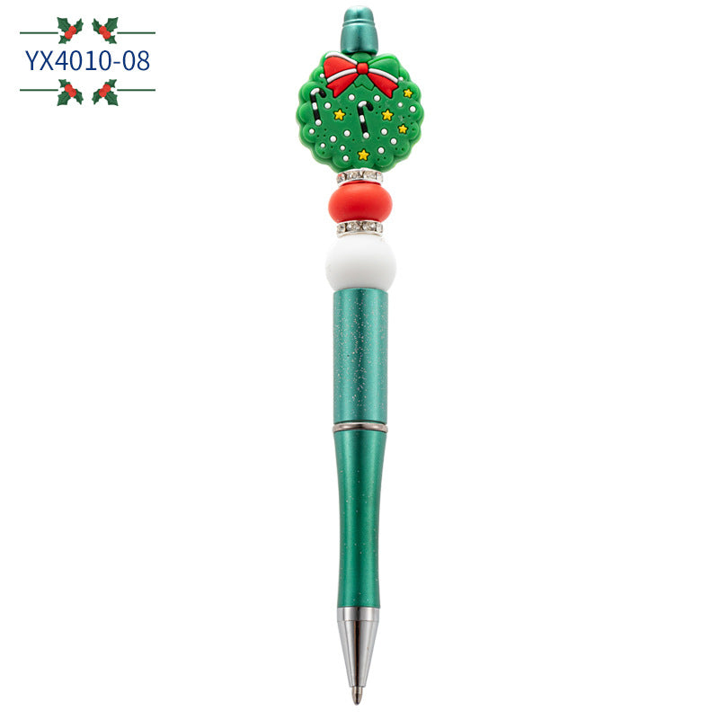 Wholesale Beaded Pens Christmas Tassel Glue Beads Doll Rotating Ballpoint Pen
