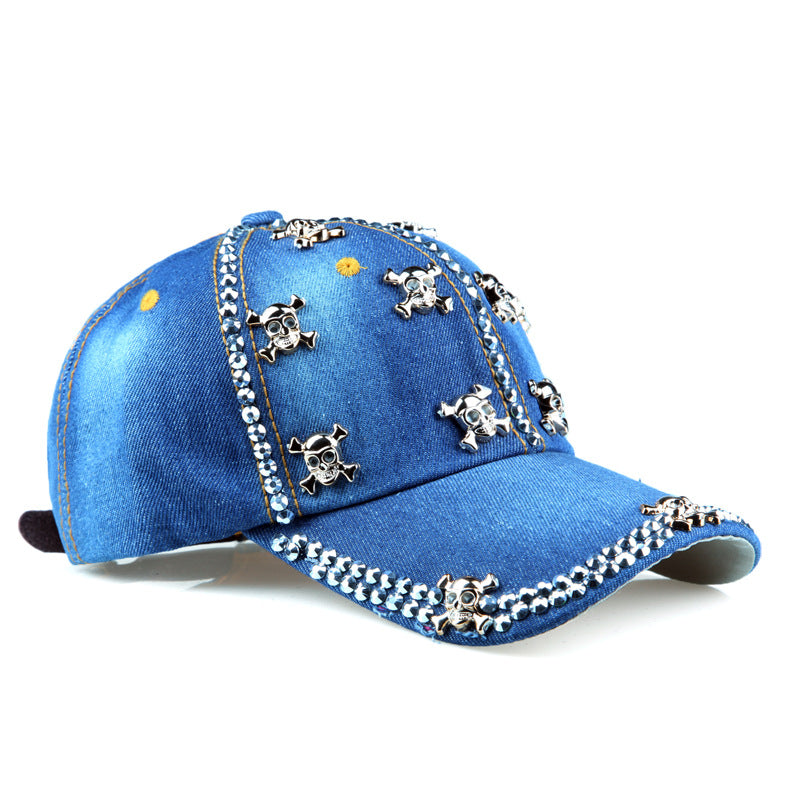 Wholesale Skull Diamond Denim Baseball Cap