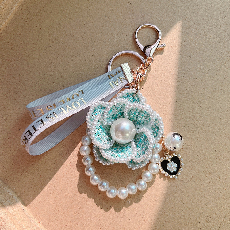 Keychanes de tela de tela de elemento perla al por mayor