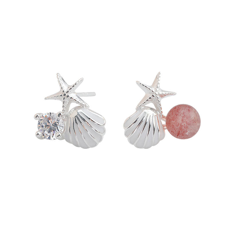 Wholesale 925 Sterling Silver Starfish Strawberry Crystal Earrings