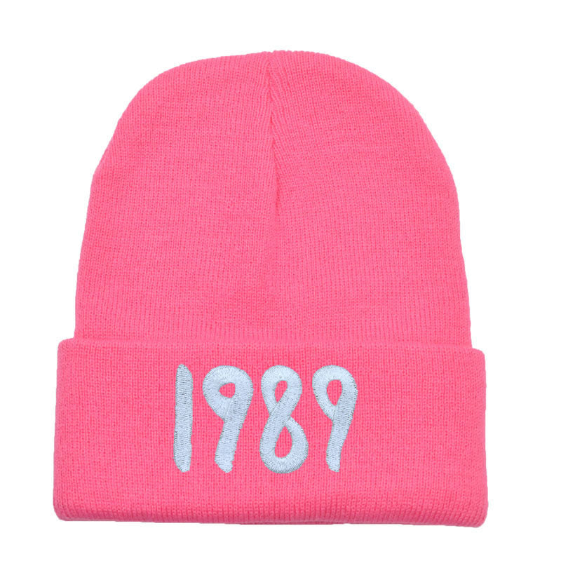 Wholesale Acrylic 1989 Embroidered Knitted Hat Warm Woolen Hat