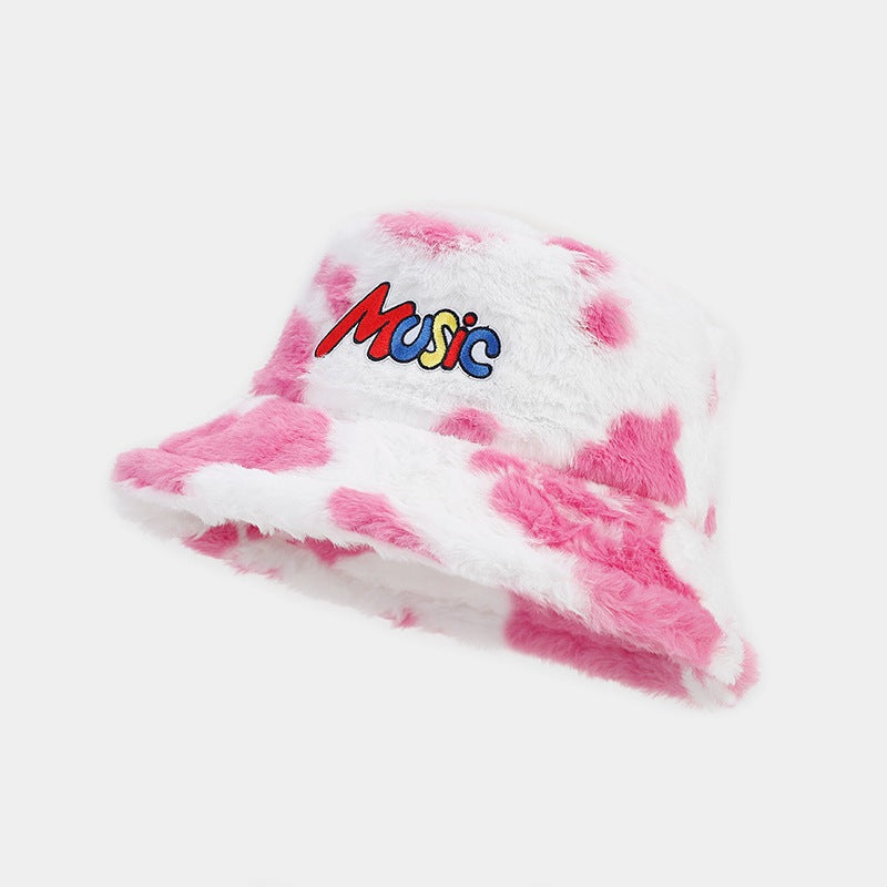 Wholesale Cow Pattern MUSIC Bucket Hat Plush Hat