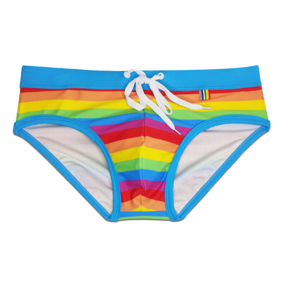 Wholesale Men's Rainbow Stripe Swimwear Briefs