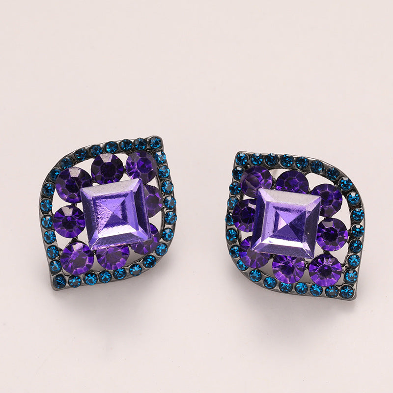 Wholesale S925 Silver Needle Inlaid Zirconia Diamond Purple Stud Earrings