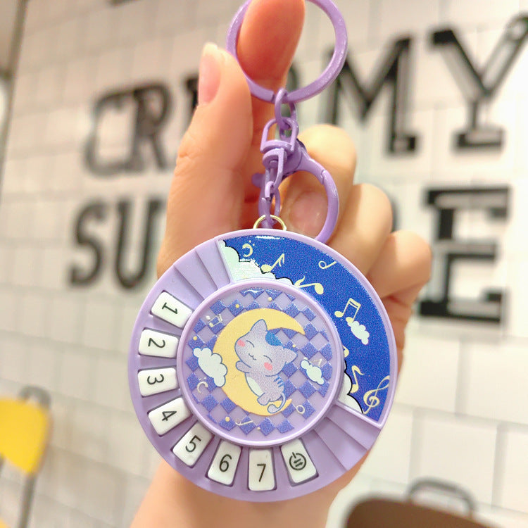 Wholesale Creative Girl Round Piano Plastic Keychains