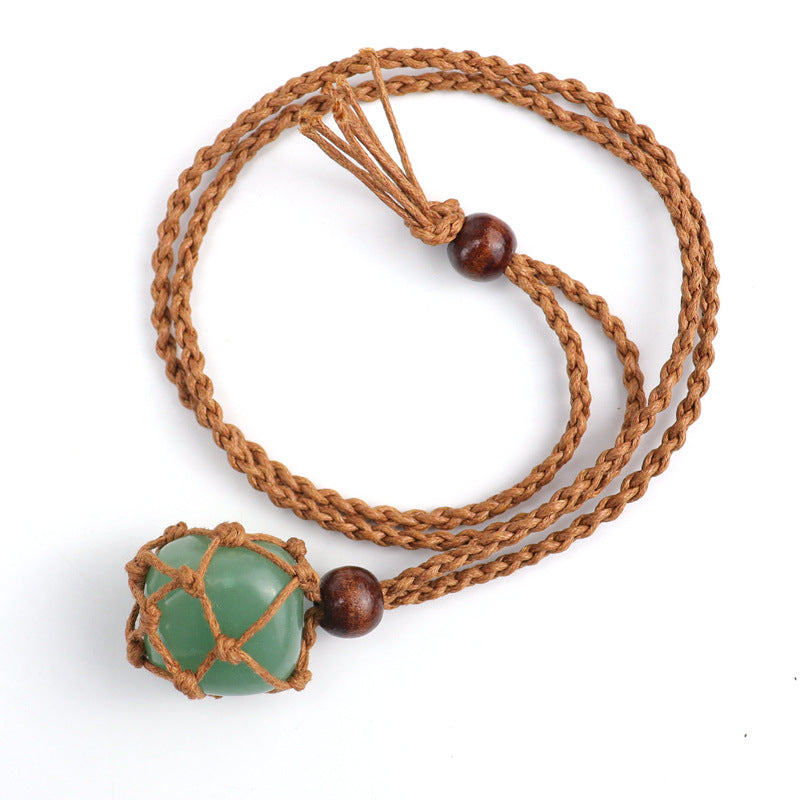 Wholesale Hot Sale New Natural Crystal Rough Stone Net Pocket Hand-woven Necklace