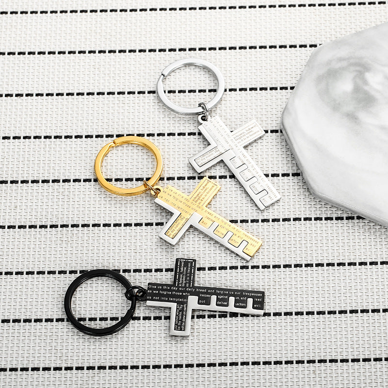 Wholesale Cross Stainless Steel Keychain