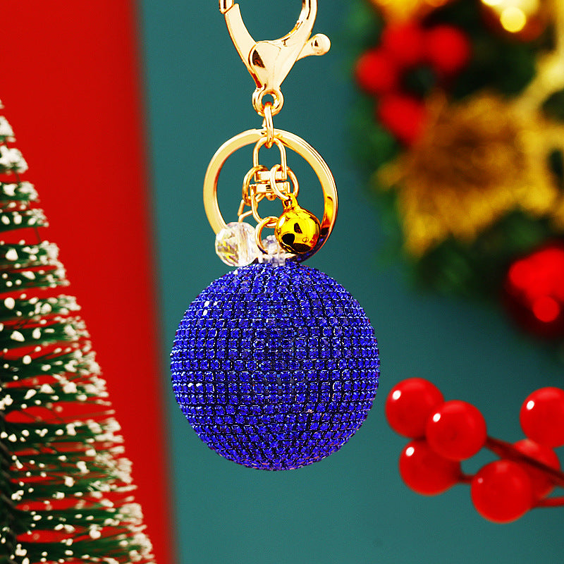 Wholesale Diamond Colorful Round Car Keychain Metal Cute Women's Bag Christmas Keychain
