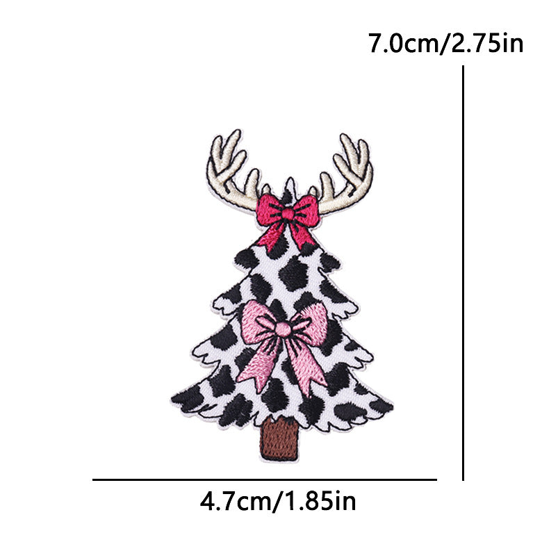 Wholesale Polyester Cartoon Christmas Letter Embroidered Patches For Clothing Hats Phone Cases DIY Decorative Accessory