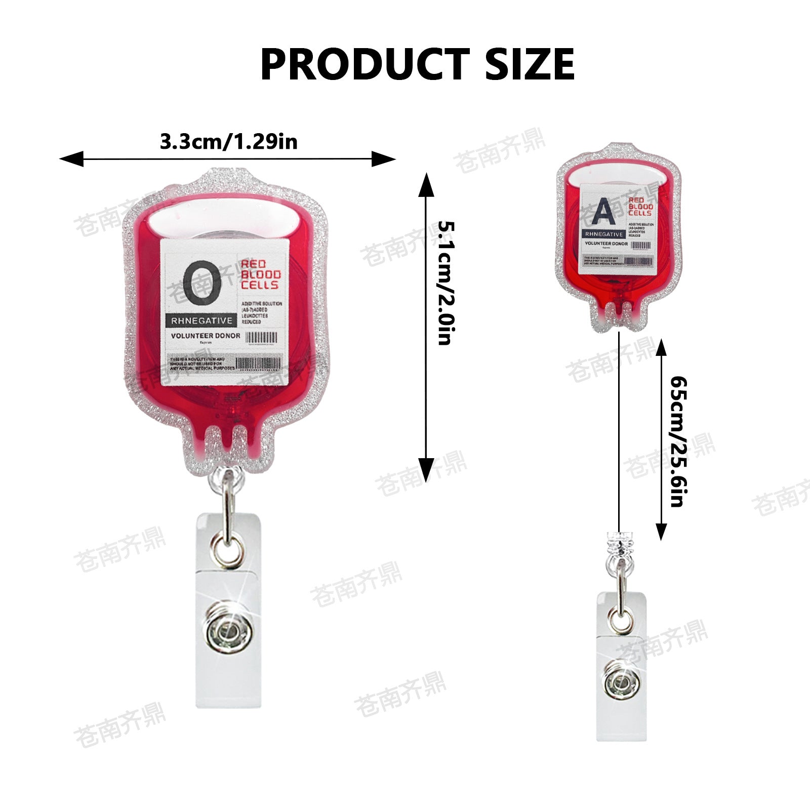 Wholesale Blood Bag Medical Acrylic Badge Retractable Reel