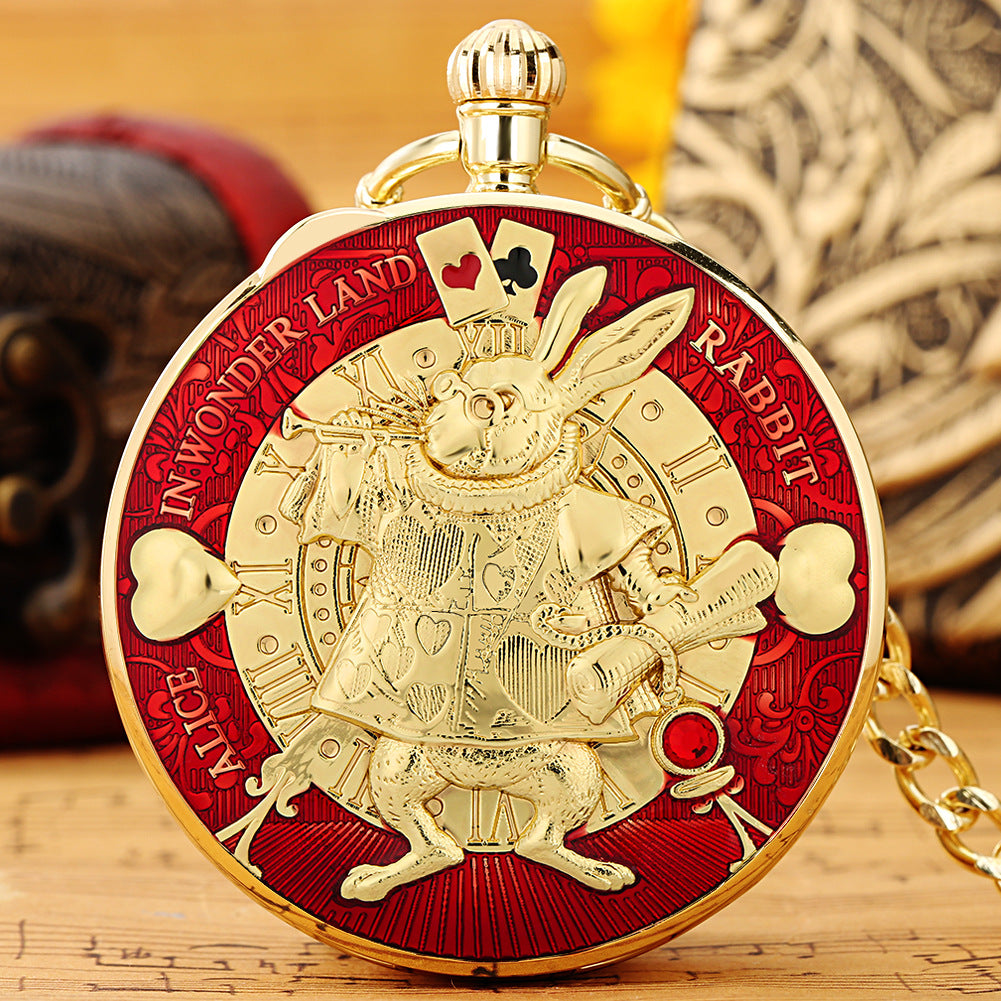 Wholesale Creative Cartoon Rabbit Poker Music Octave Box Pocket Watch OLY Exclusive
