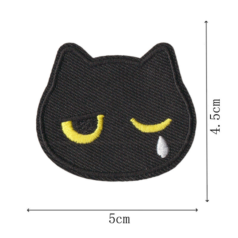 Wholesale Chic Black Cat Embroidered Patches Iron On Funny Mood Cat Set Of 9 For Clothing Repair And et Decoration