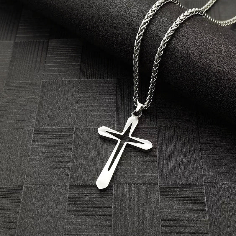 Wholesale titanium steel cross stainless steel sweater necklace women's non-fading accessories