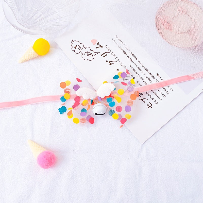 Wholesale Pet Bow Tie Bell Collar Cat Fairy Wings Big Bow Collar Dog Bell Collar Spit Towel