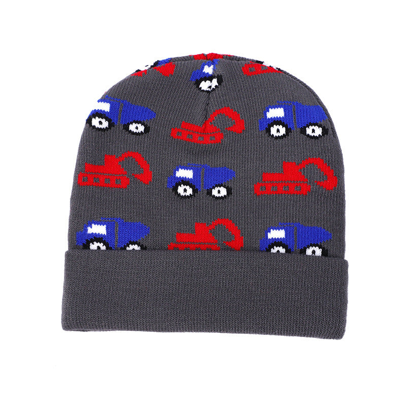 Wholesale Children's Cartoon Digger Knitted Hat To Keep Warm and Cold-proof Ear Protection Woolen Hat