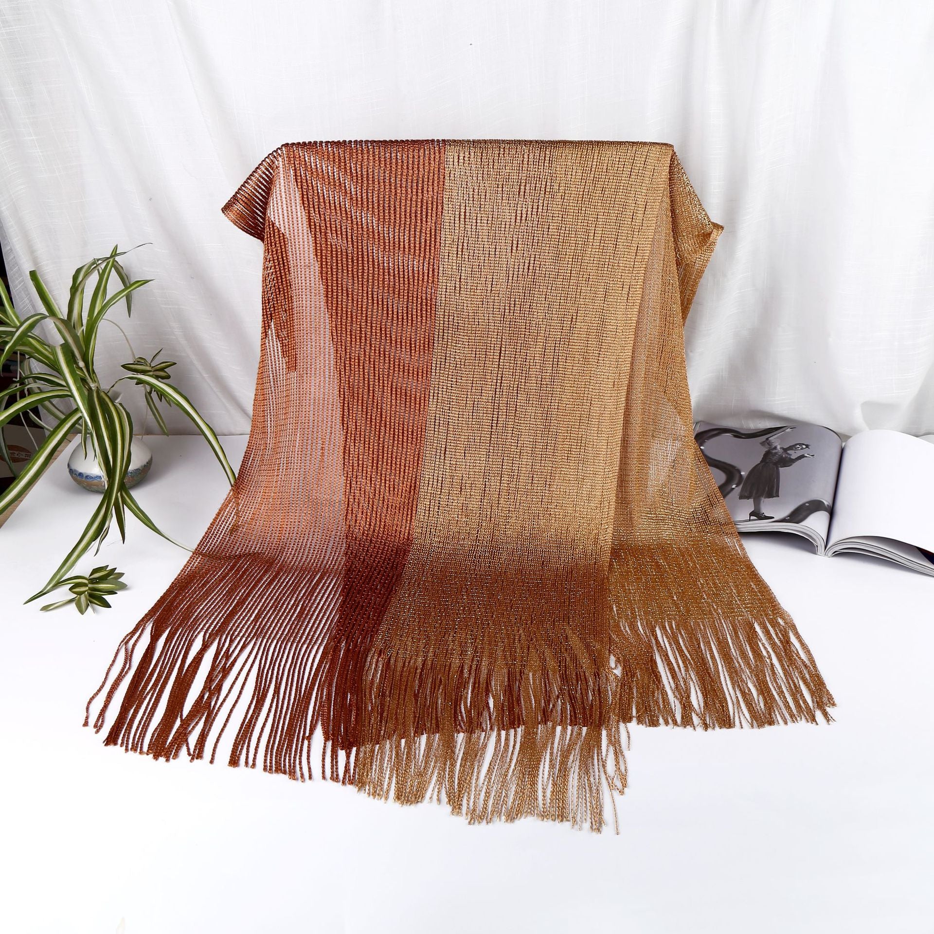 Wholesale 10PCS Carnival Polyester Bright Silk Striped Fringe Scarf