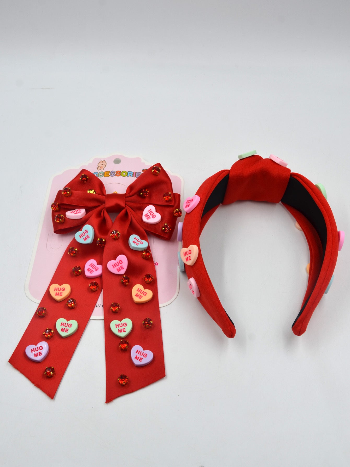 Wholesale Valentine's Day love letter fabric knotted fashionable wide-brimmed hairpin combination