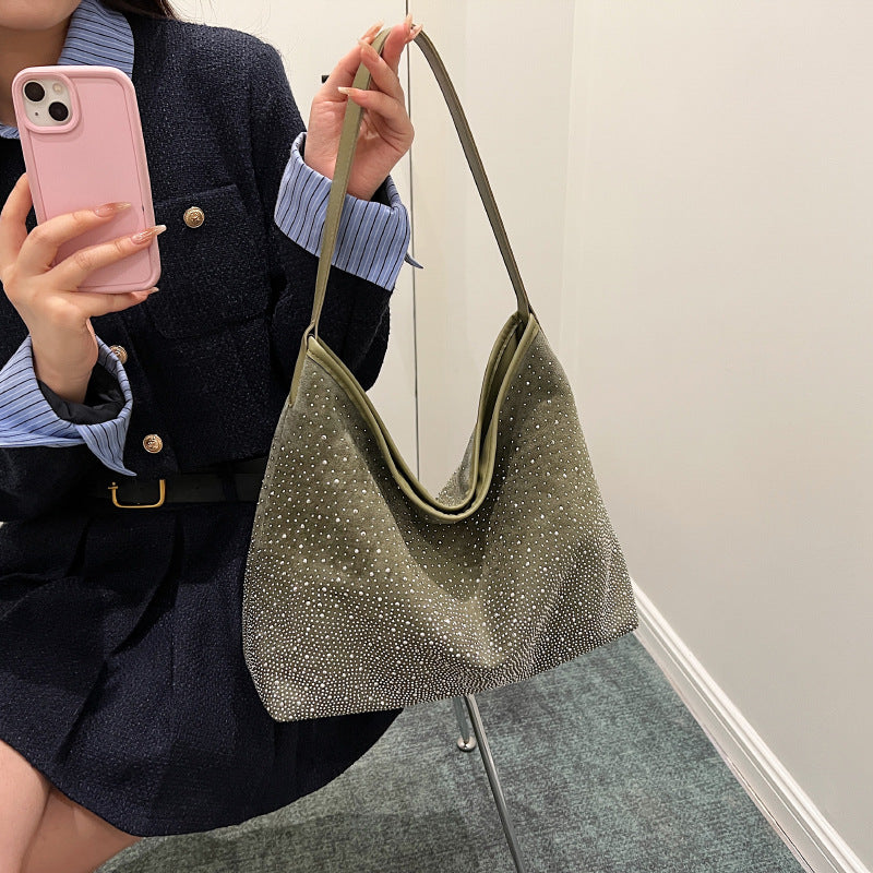 Wholesale Suede Underarm Diamond Inlaid Shoulder Bags